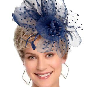 Fascinators Hat Women Tea Party Headband Flower Cocktail Mesh Feathers Hair Clip